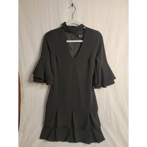Alexia Admor Black Dress Mid Sleeve Woman's Size 4 With Collar Strap
